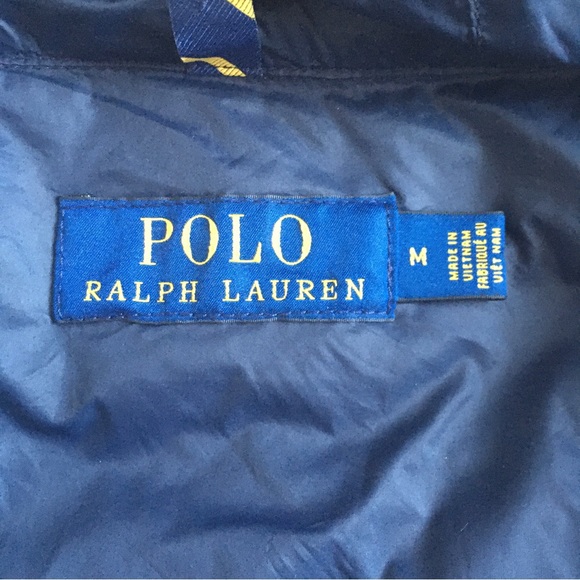 MEN’S Polo Ralph Lauren Navy Puffer Jacket size Medium 55% white duck do… - Picture 6 of 11